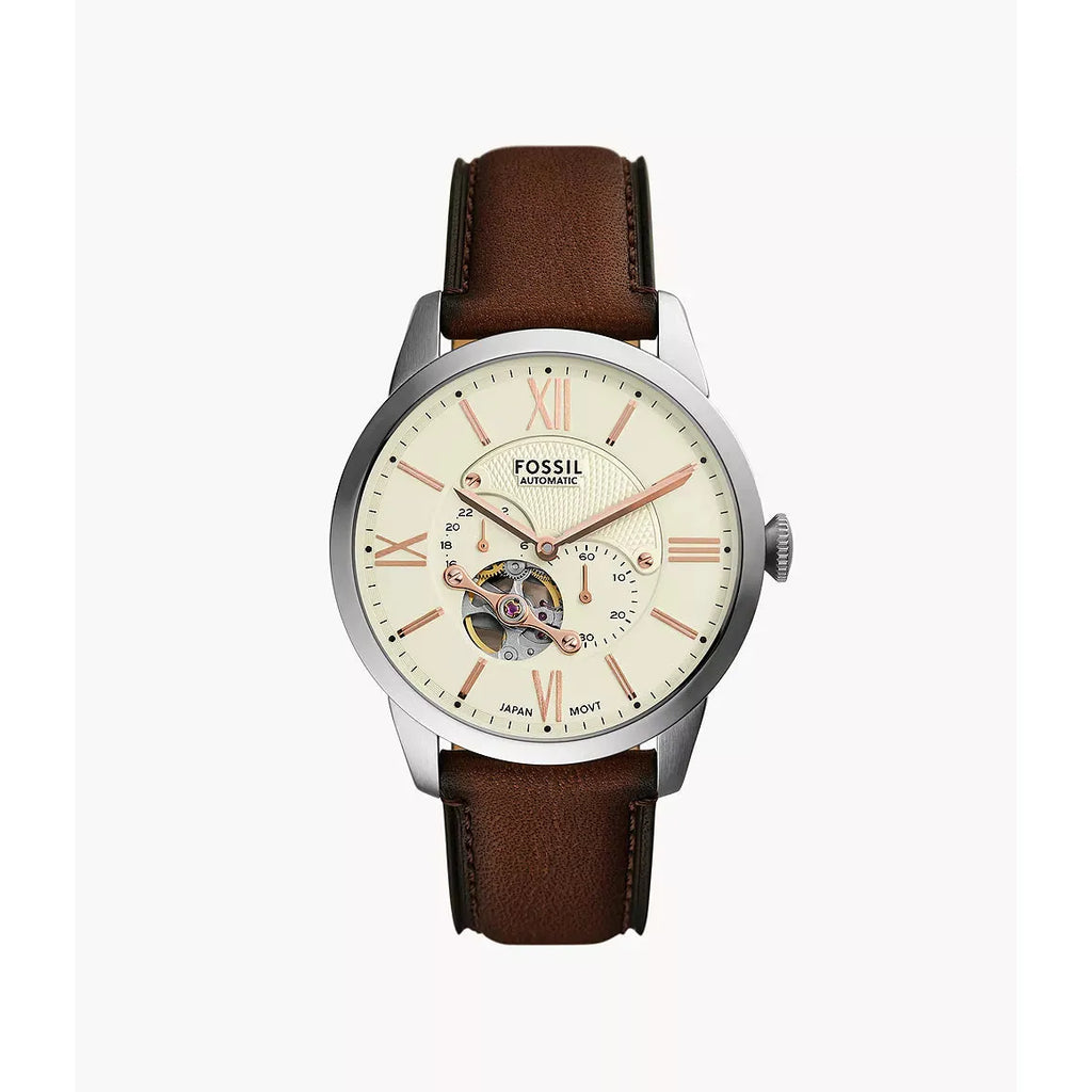 FOSSIL Men's Townsman Automatic Brown Leather Watch