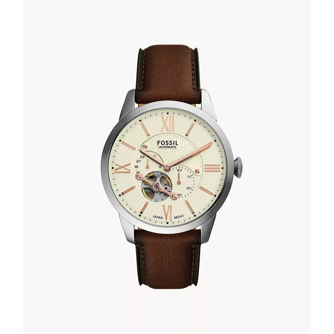 FOSSIL Men's Townsman Automatic Brown Leather Watch