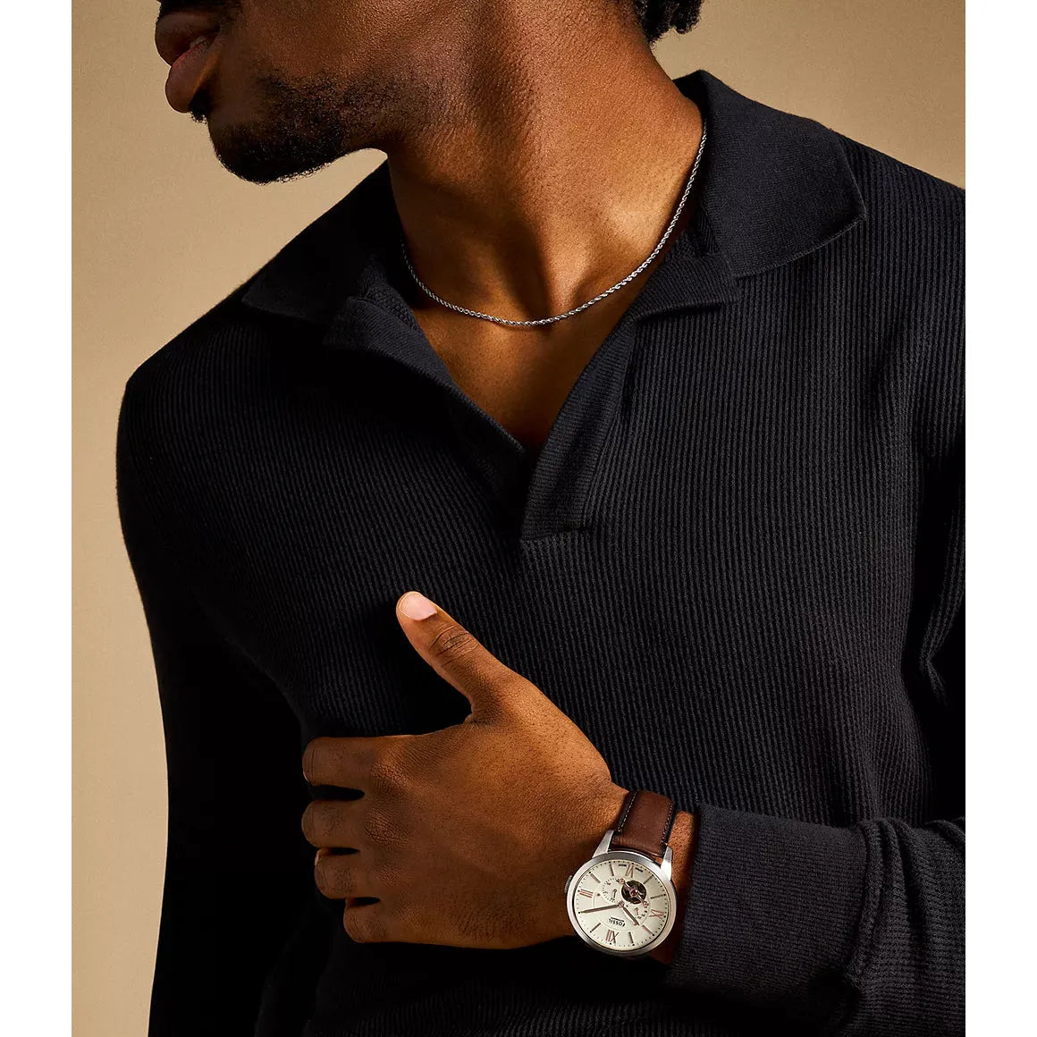 FOSSIL Men's Townsman Automatic Brown Leather Watch