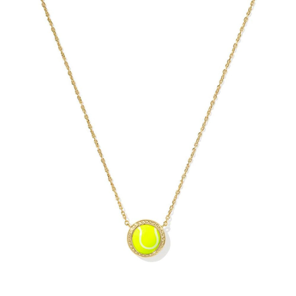 Kendra Scott Tennis Short Pendant Necklace Gold Chartreuse Magnesite