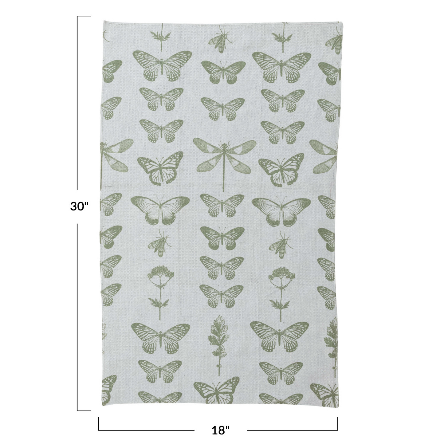 Printed Recycled Microfibre Tea Towel w/ Insects & Flowers Pattern