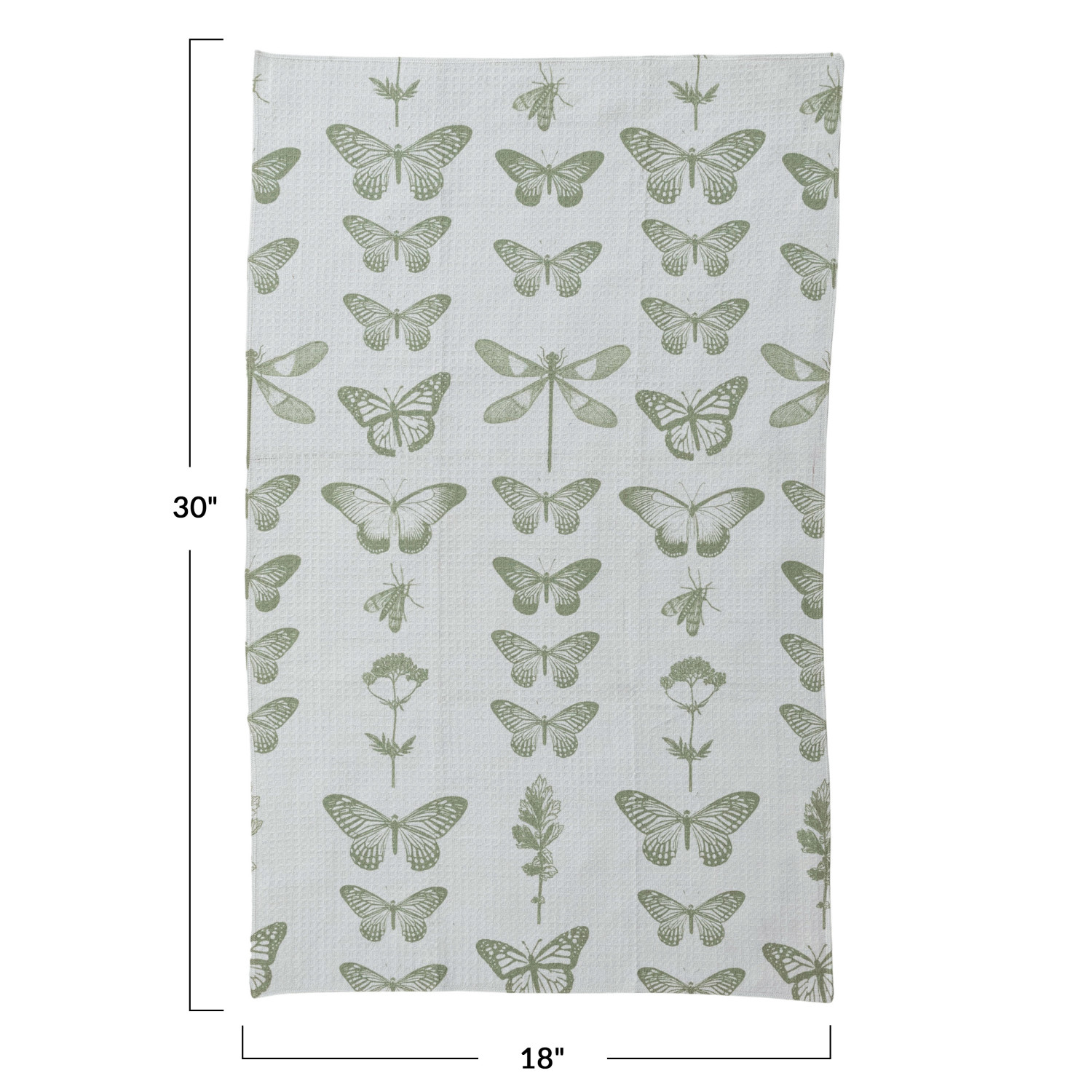 Printed Recycled Microfibre Tea Towel w/ Insects & Flowers Pattern