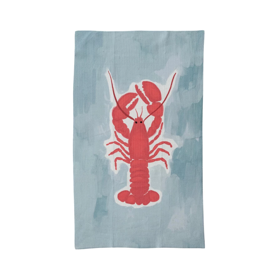 Printed Recycled Microfibre Tea Towel w/Lobster Image