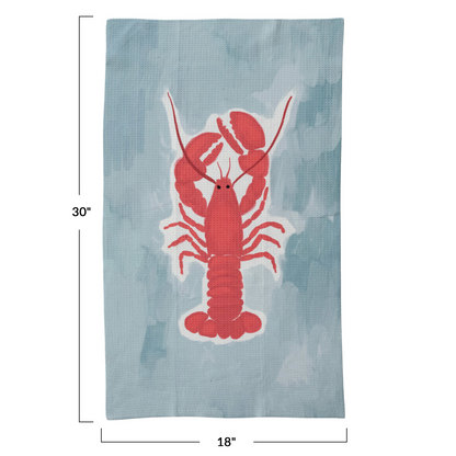 Printed Recycled Microfibre Tea Towel w/Lobster Image