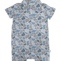 Short Sleeve Polo Romper, Watercolor Camo