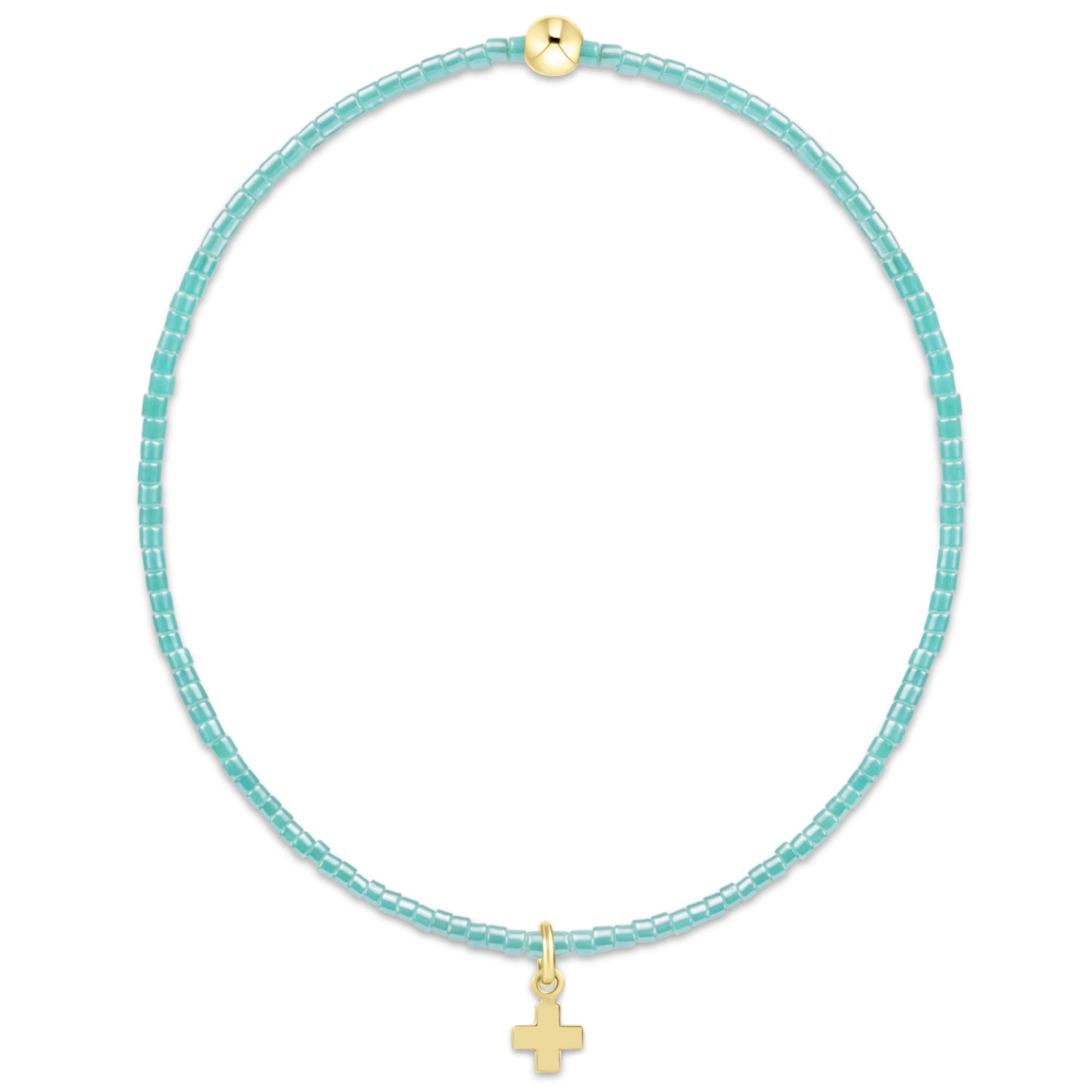 hope classic sea glass bracelet - signature cross small gold charm