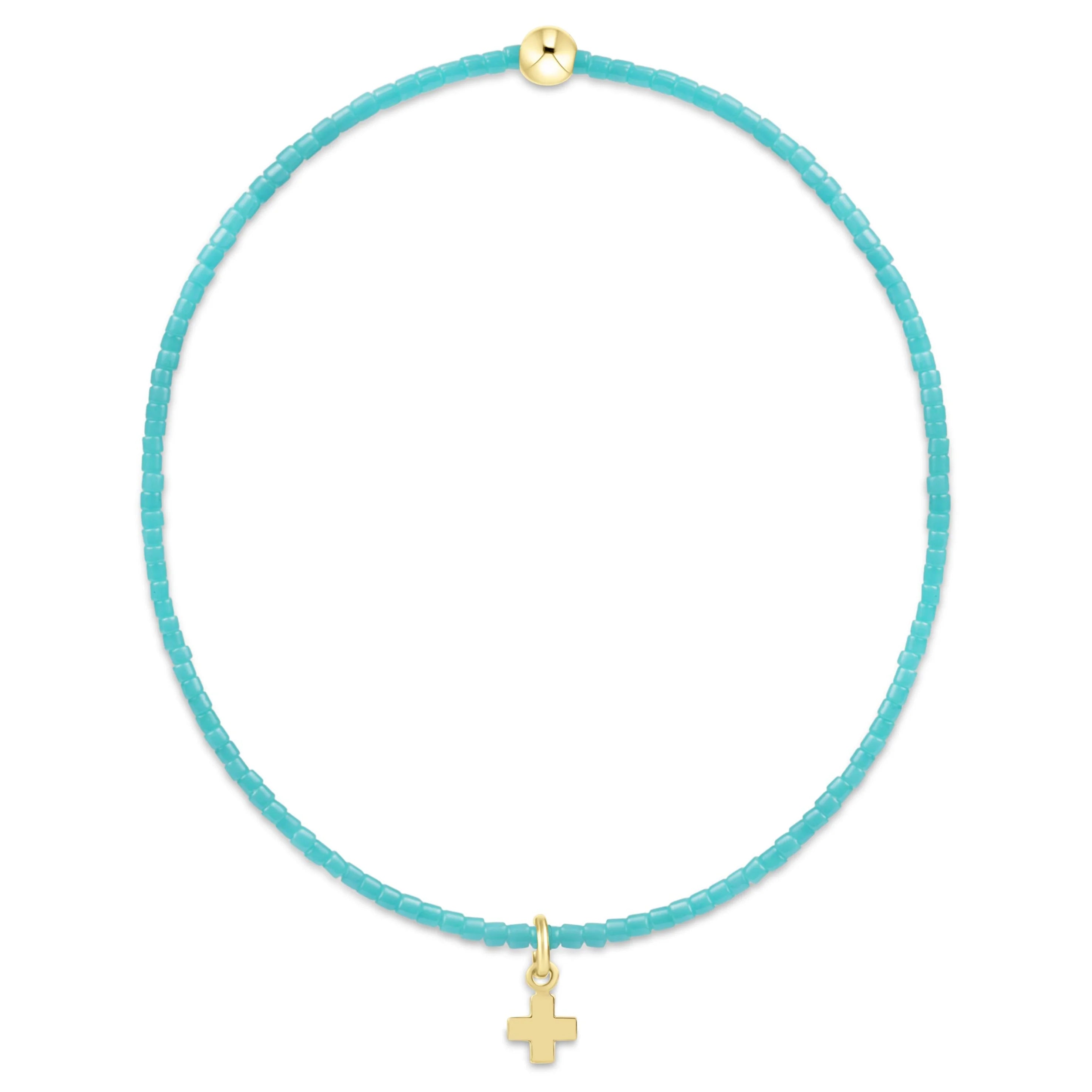 hope classic turquoise bracelet - signature cross small gold charm