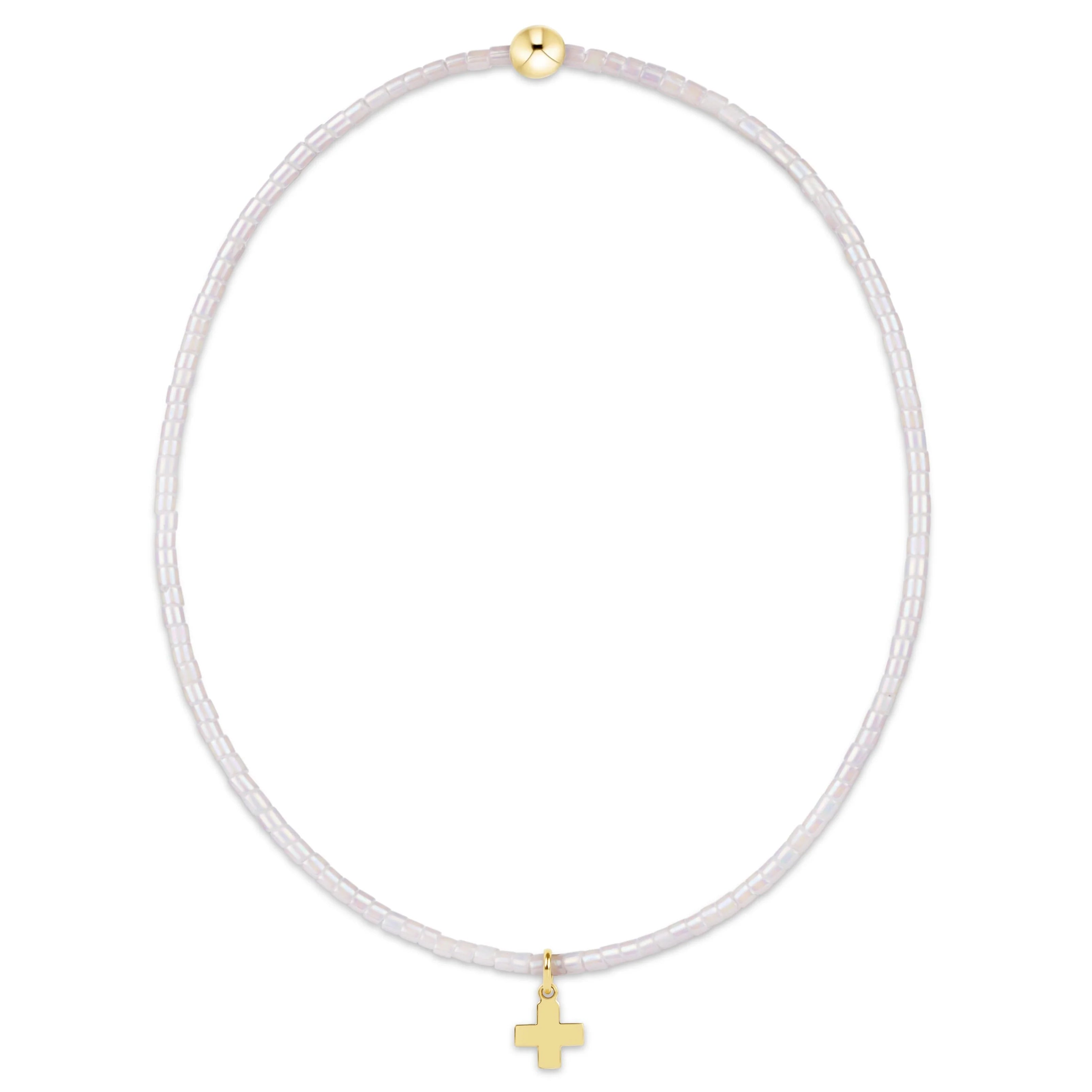 hope classic silky white bracelet - signature cross small gold charm
