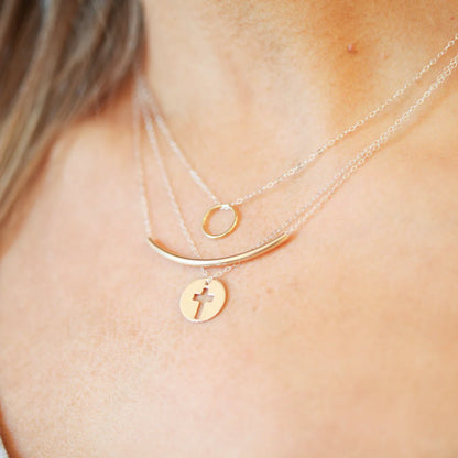 16 Necklace Gold, Halo Gold Charm