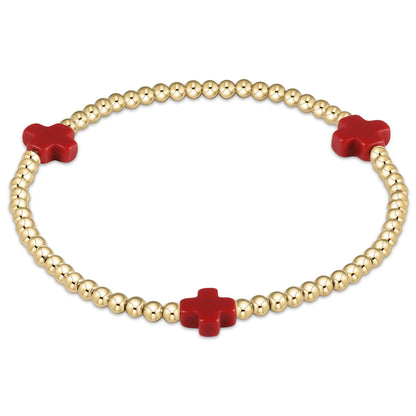 Signature Cross Gold Pattern 3MM Bead Bracelet