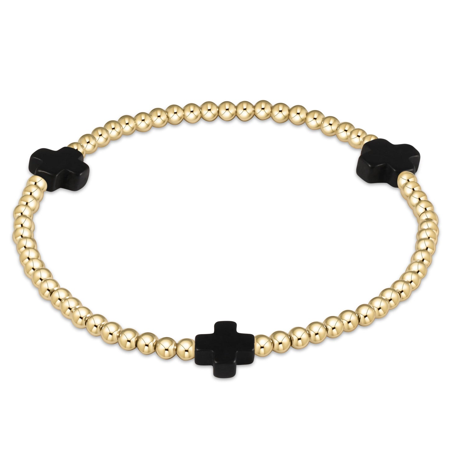 Signature Cross Gold Pattern 3MM Bead Bracelet