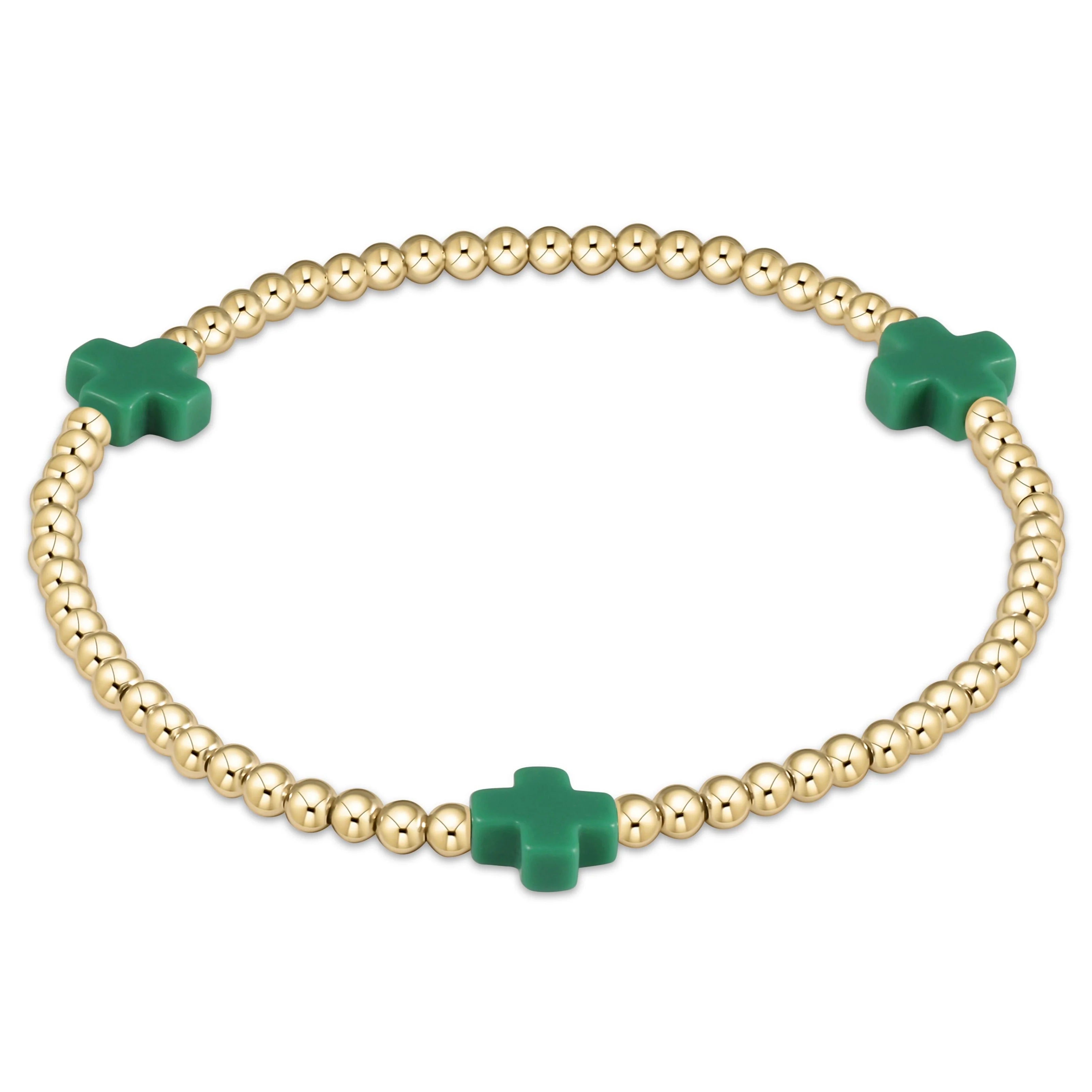 egirl signature cross gold pattern 3mm bead bracelet