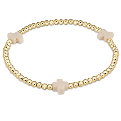 Signature Cross Gold Pattern 3MM Bead Bracelet