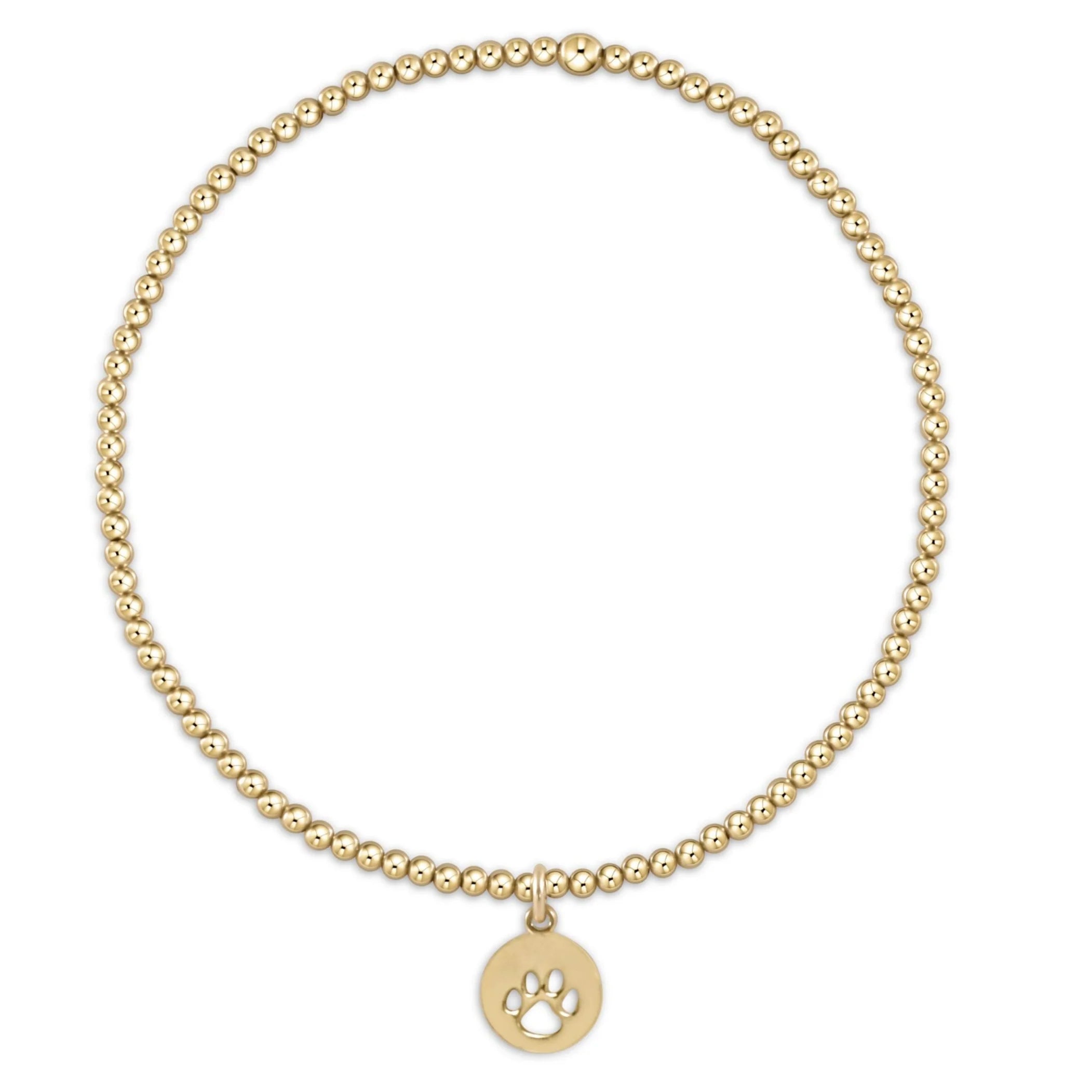 enewton egirl classic gold 2mm bead bracelet, paw print small gold disc