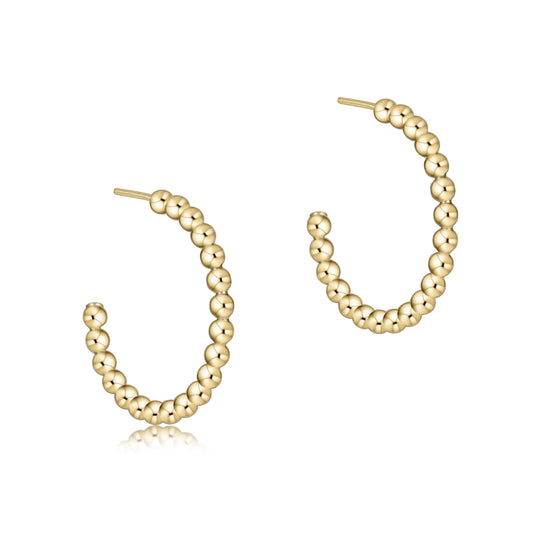 Beaded Classic 1 Post Hoop - 2MM Gold