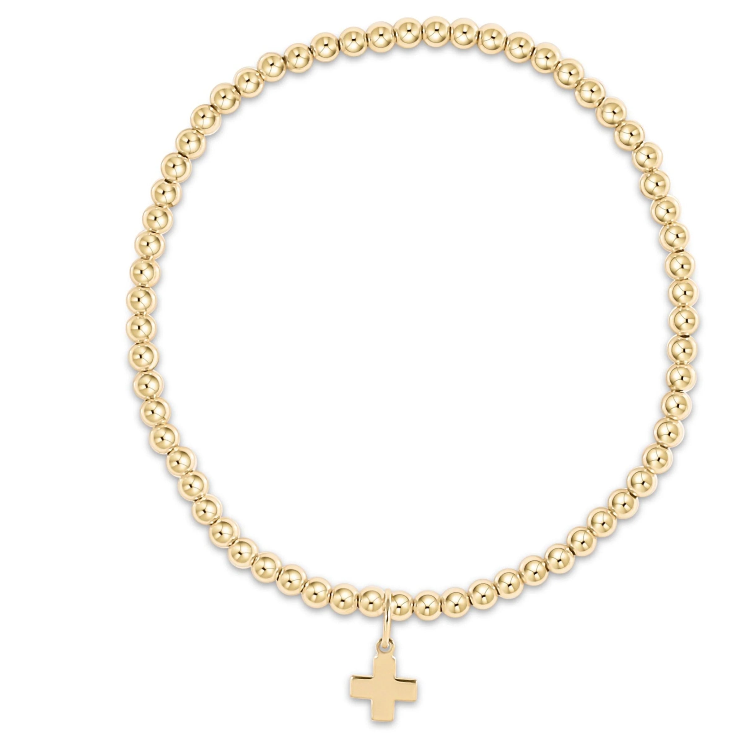 enewton egirl classic gold 3mm bead bracelet, signature cross gold charm