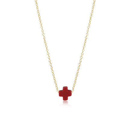 Gold Signature Cross Neckace, 16”