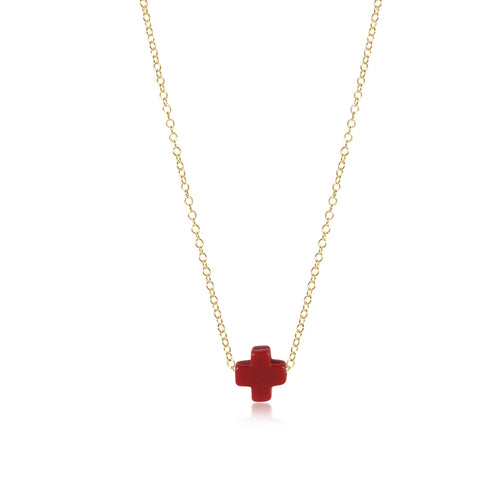 enewton gold signature cross neckace, 16”