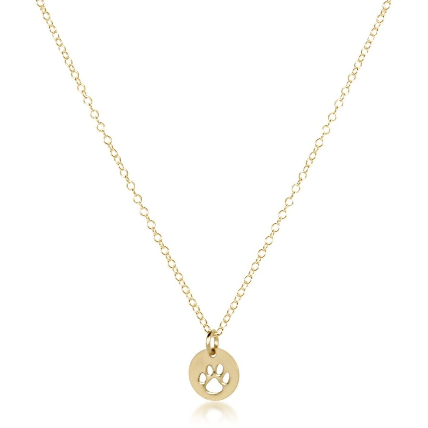 16 Necklace Gold - Paw Print Small Gold Disc