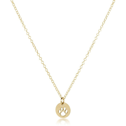 16 Necklace Gold - Paw Print Small Gold Disc