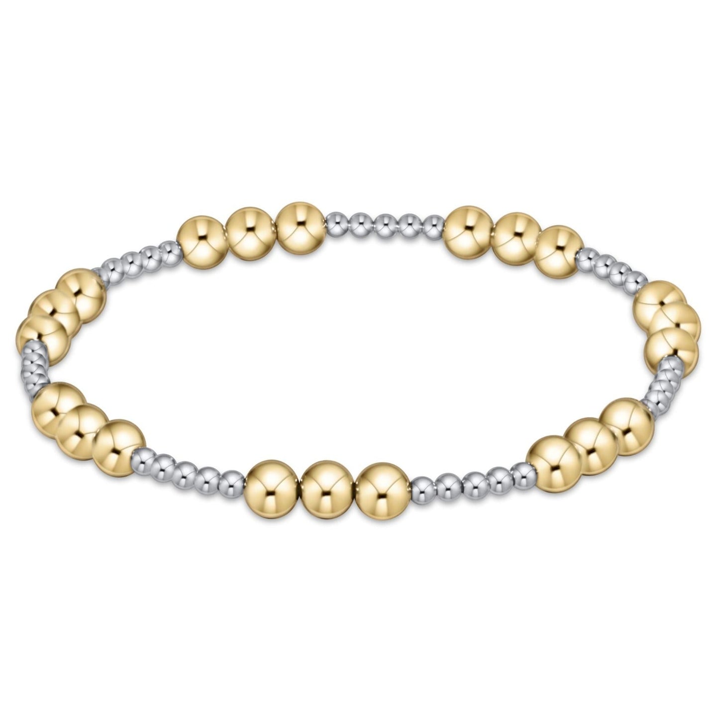 Classic Joy Pattern 5MM Bead Bracelet, Mixed Metal