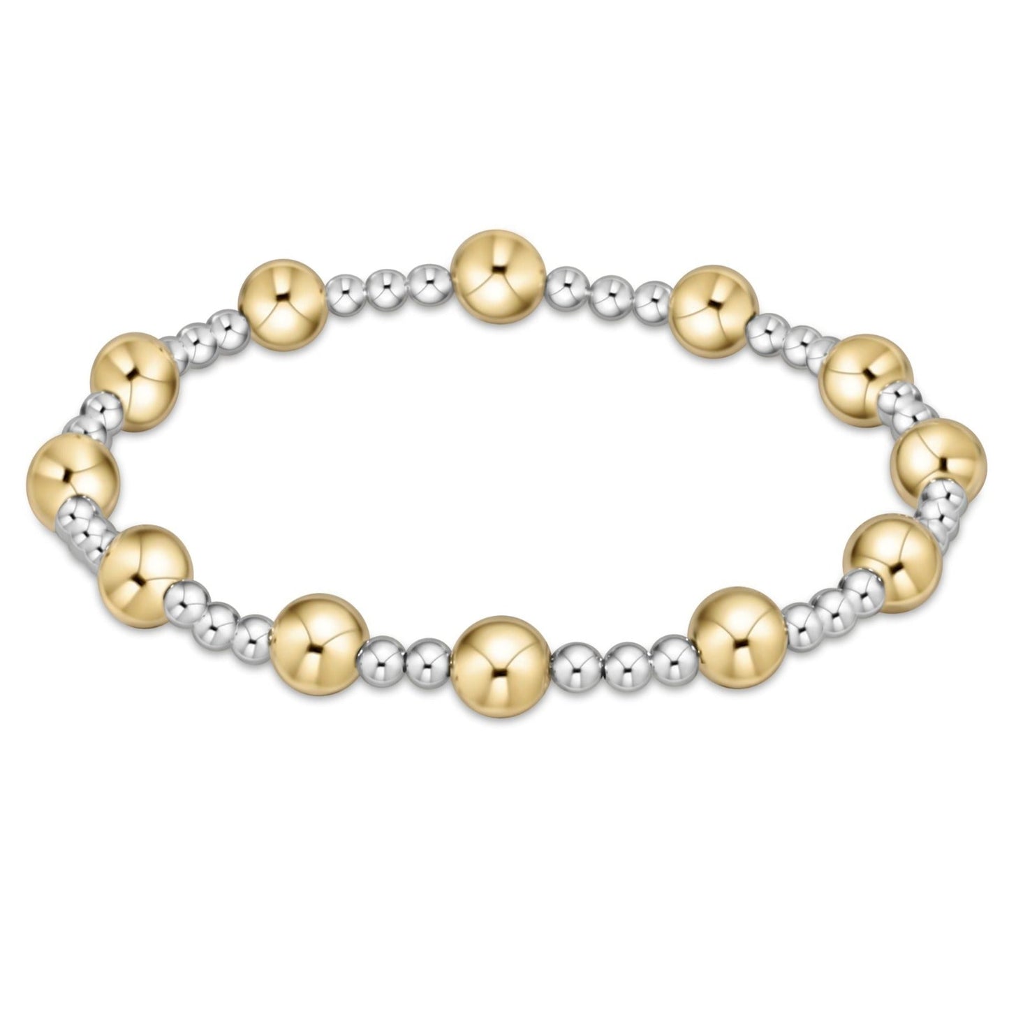 Classic Sincerity Pattern 6MM Bead Bracelet, Mixed Metal