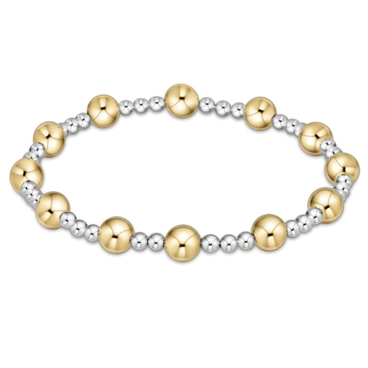 Classic Sincerity Pattern 6MM Bead Bracelet, Mixed Metal