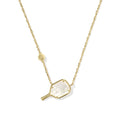 Kendra Scott Pickleball Short Pendant Necklace Gold Ivory Mother Of Pearl