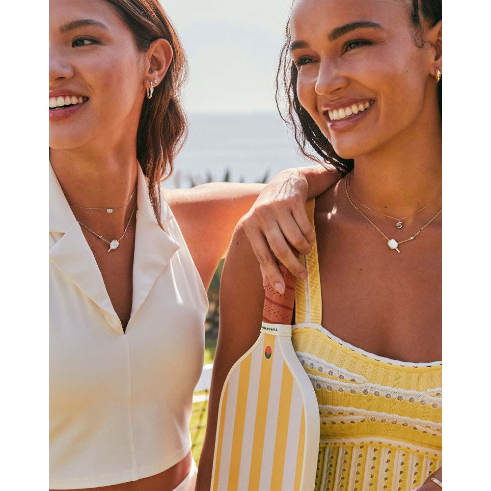 Kendra Scott Pickleball Short Pendant Necklace Silver Ivory Mother Of Pearl