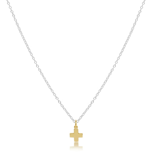 enewton   16in necklace sterling silver,  mixed metal, signature cross gold charm