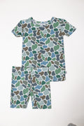Short Sleeve Two-Piece Pajamas, Pebble Camo by Goosies