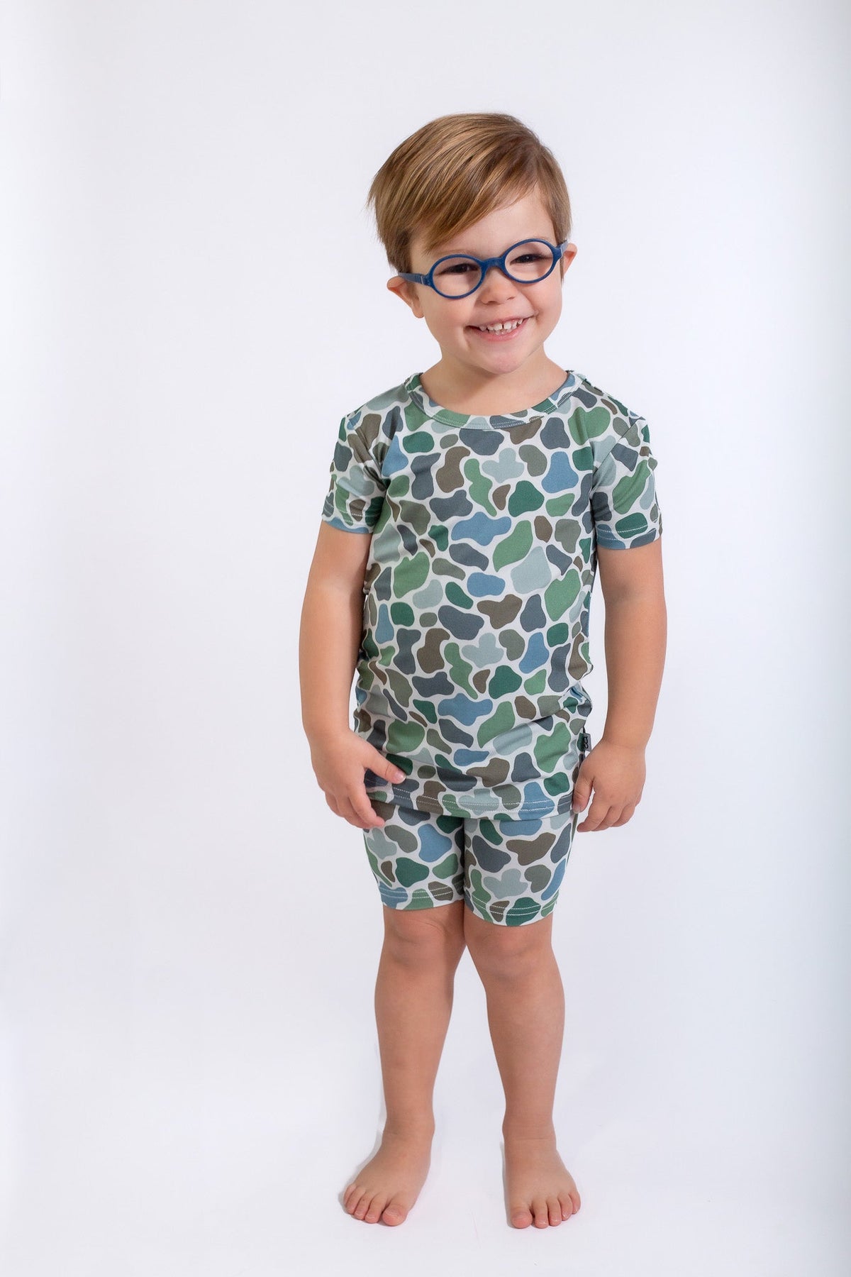 Short Sleeve Two-Piece Pajamas, Pebble Camo by Goosies