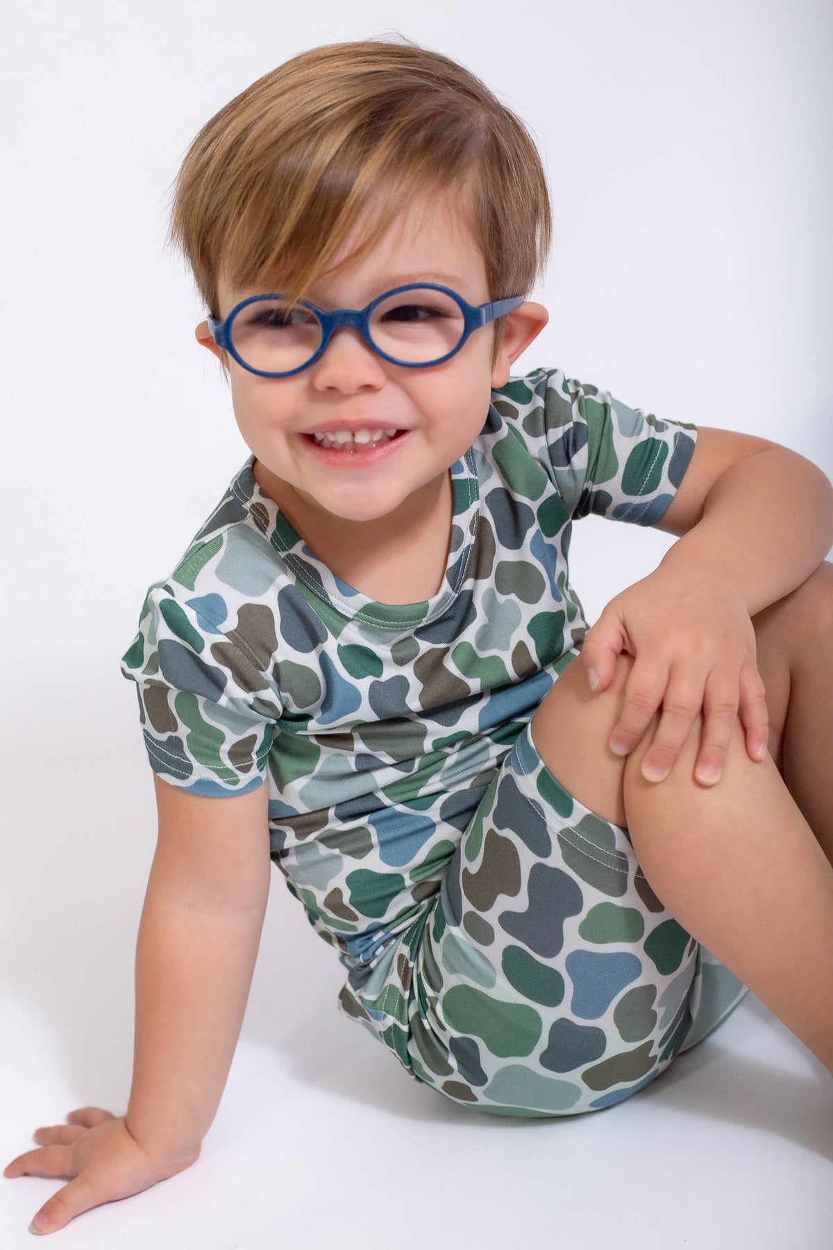 Short Sleeve Two-Piece Pajamas, Pebble Camo by Goosies