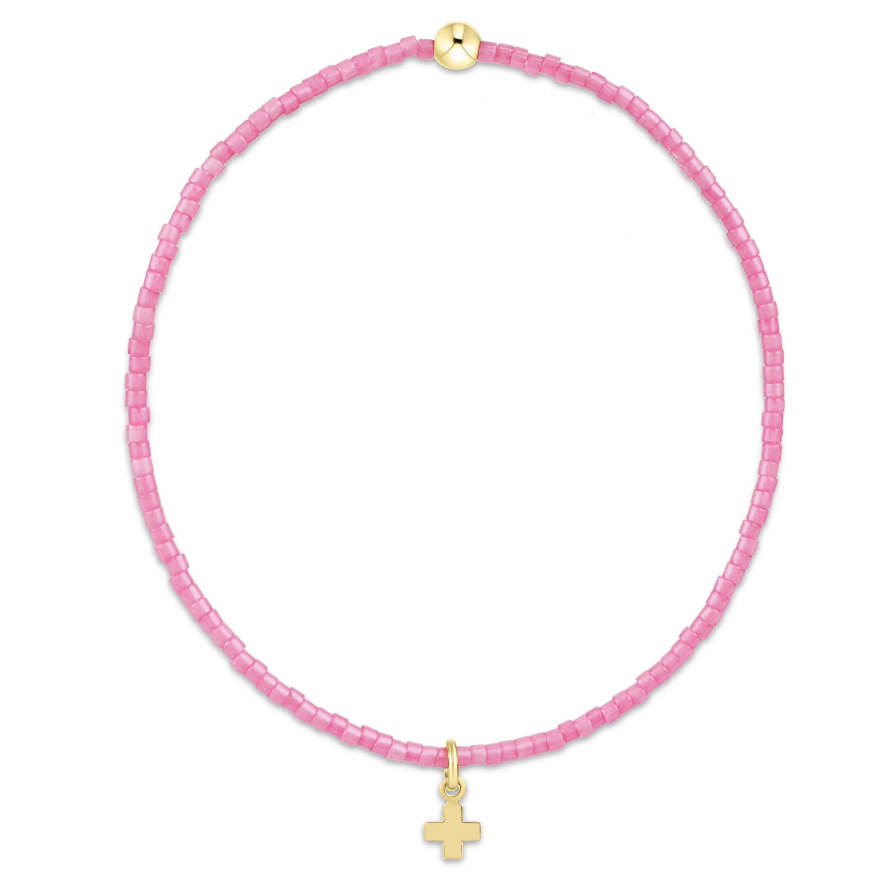 hope classic bubblegum bracelet - signature cross small gold charm