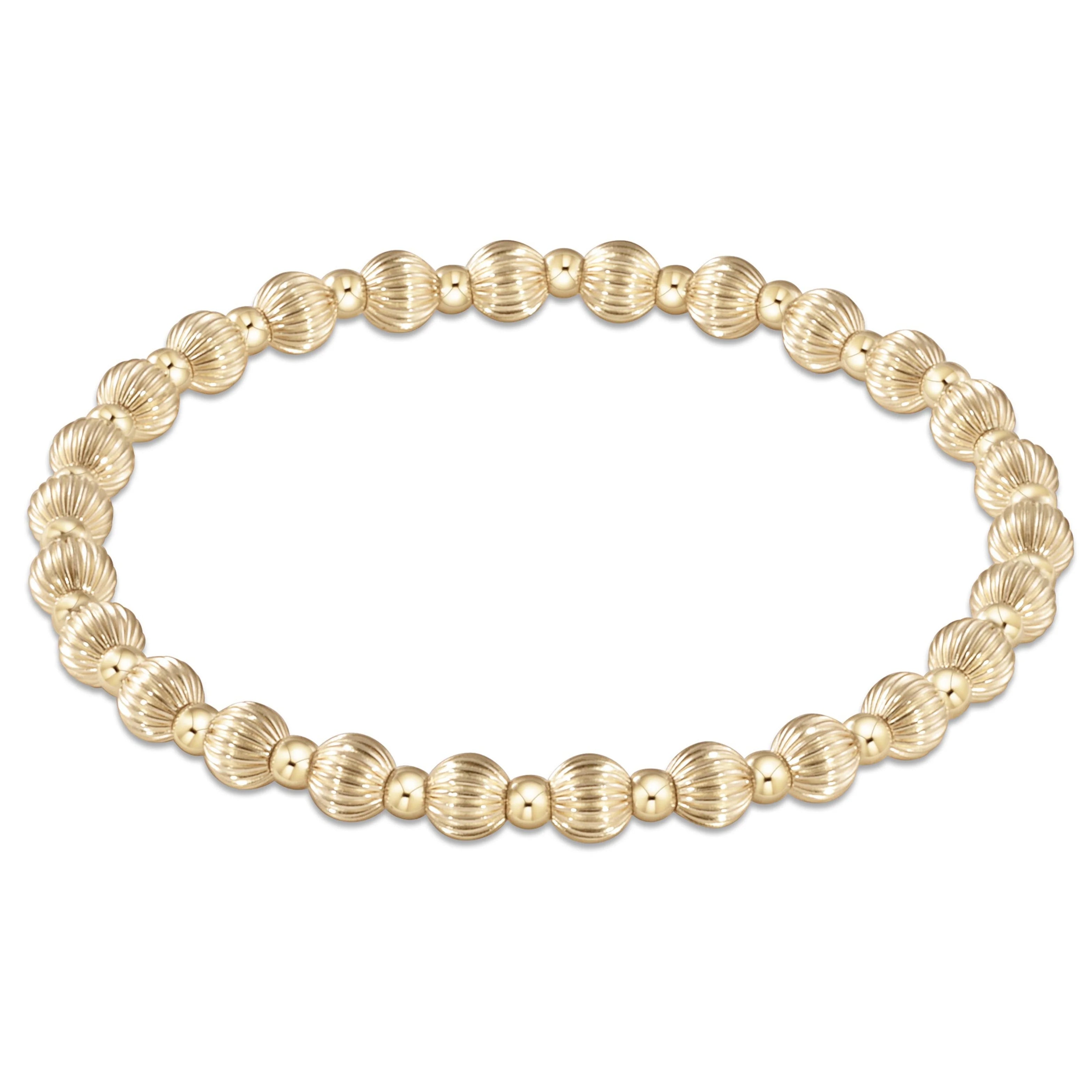 dignity grateful pattern 5mm bead bracelet gold