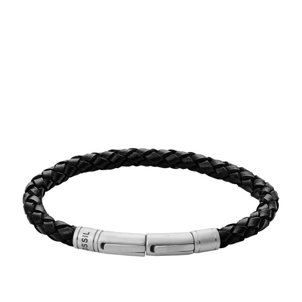 Woven Black Skinny Braided Leather Bracelet