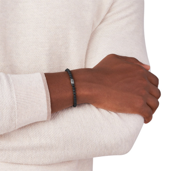 Everett Beaded Black Semi-Precious Bracelet
