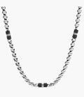 Ellis Black Marble and Stainless Steel Beaded Necklace