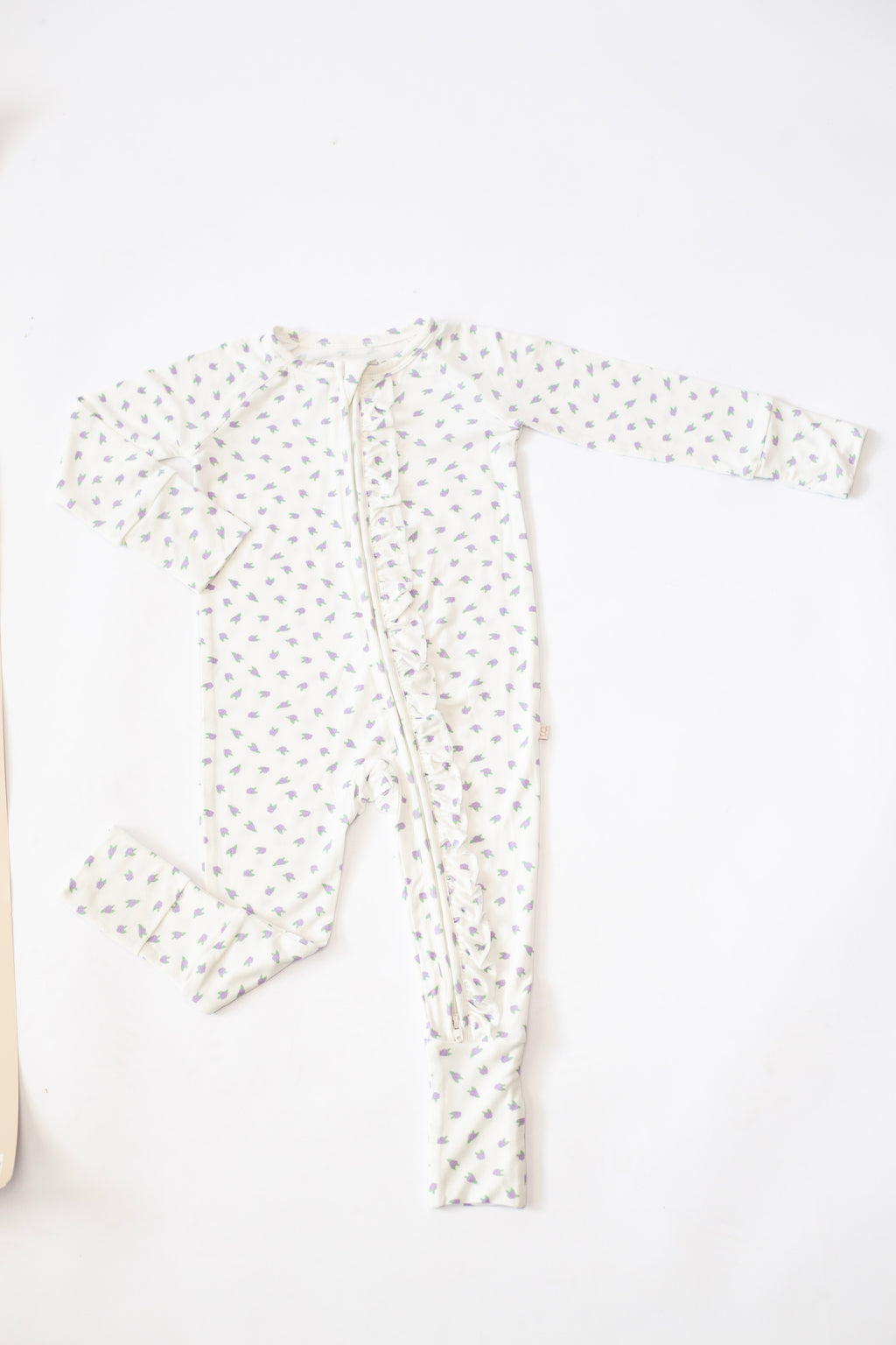 Convertible Zip Pajamas with Ruffles, Lilac Buds