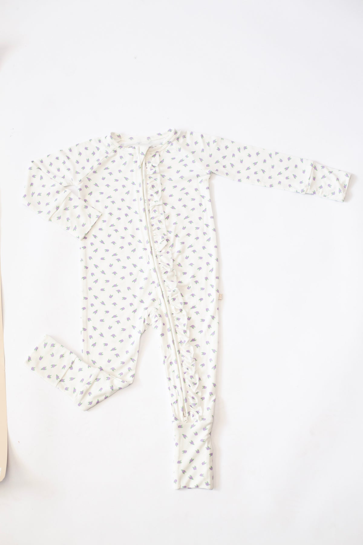 Convertible Zip Pajamas with Ruffles, Lilac Buds