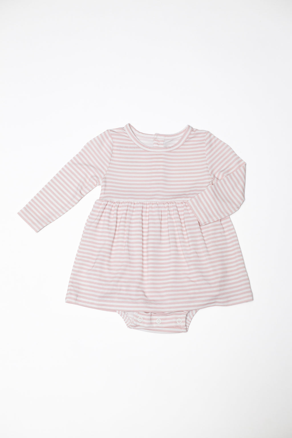 Long Sleeve Bodysuit Dress, Pink Stripes