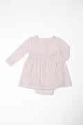 Long Sleeve Bodysuit Dress, Pink Stripes