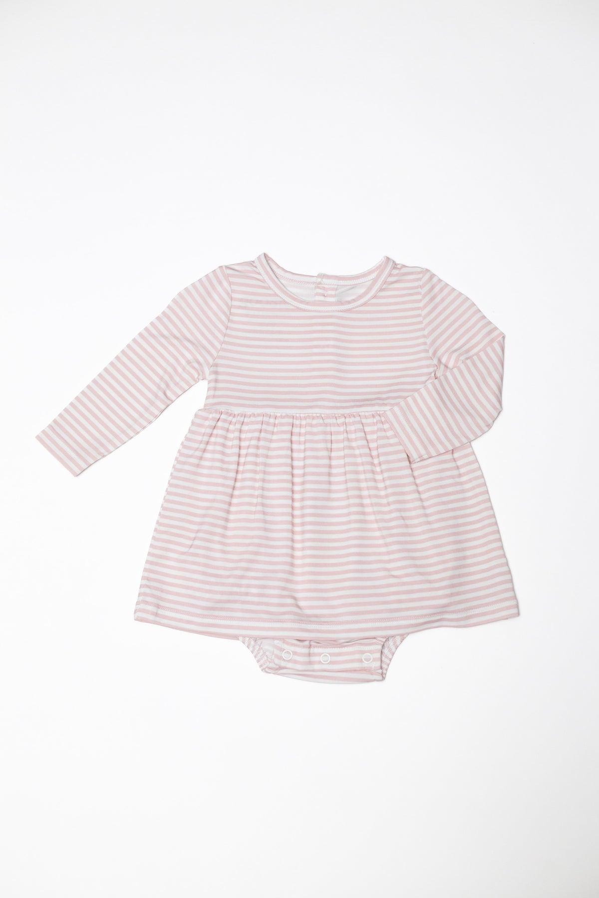 Long Sleeve Bodysuit Dress, Pink Stripes