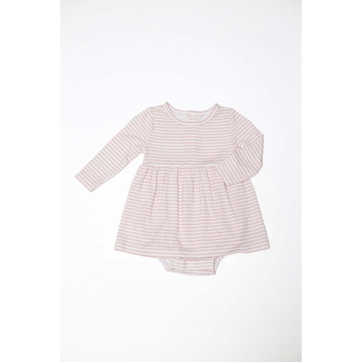 Long Sleeve Bodysuit Dress, Pink Stripes