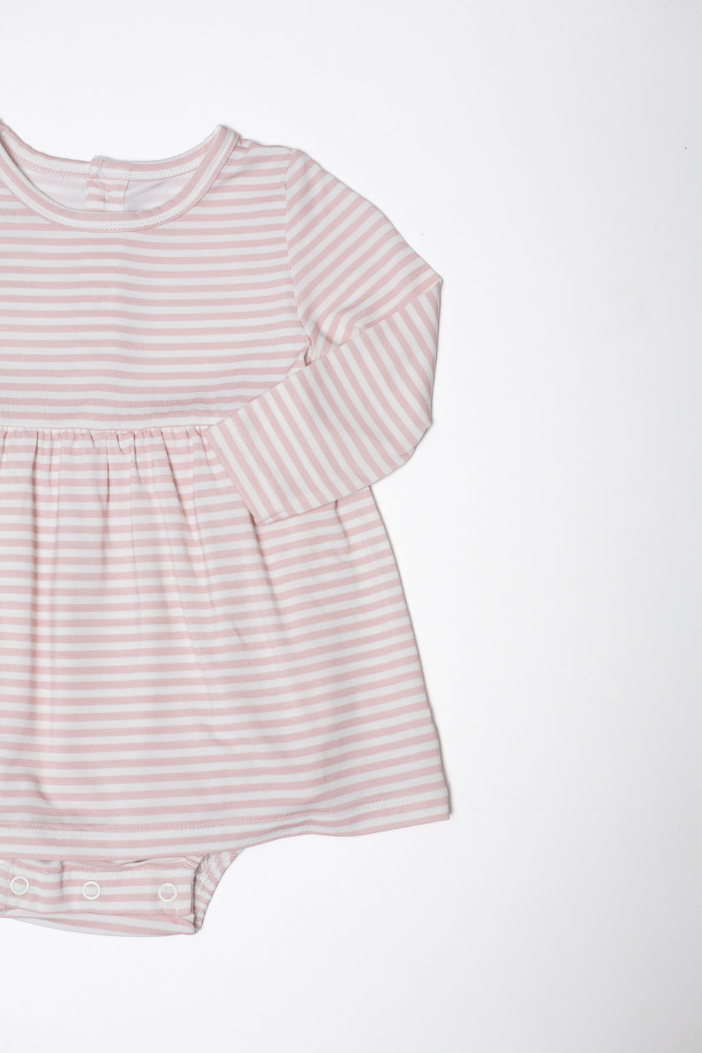 Long Sleeve Bodysuit Dress, Pink Stripes