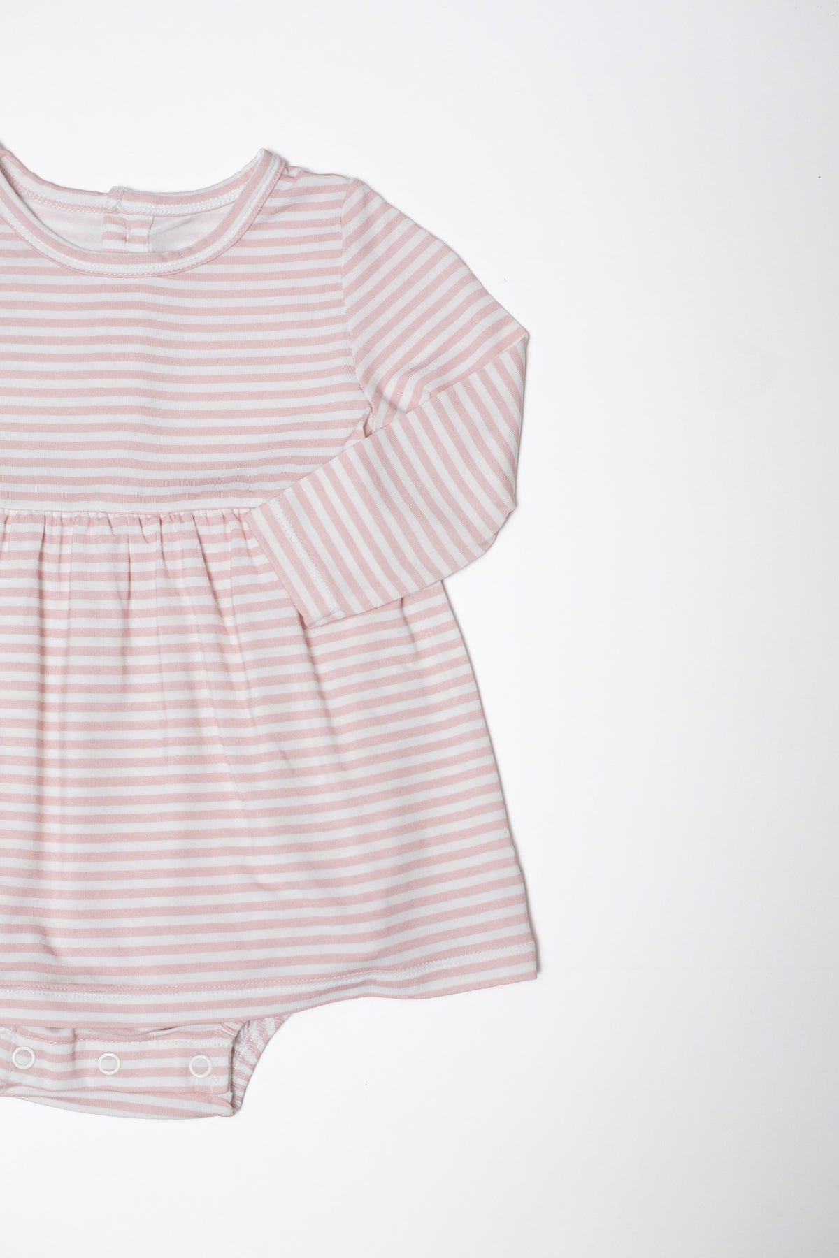 Long Sleeve Bodysuit Dress, Pink Stripes