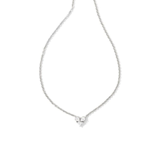 Kendra Scott Katy Heart Short Pendant Necklace in Silver White CZ