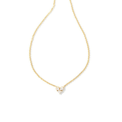 Kendra Scott Katy Heart Short Pendant Necklace in Gold White CZ