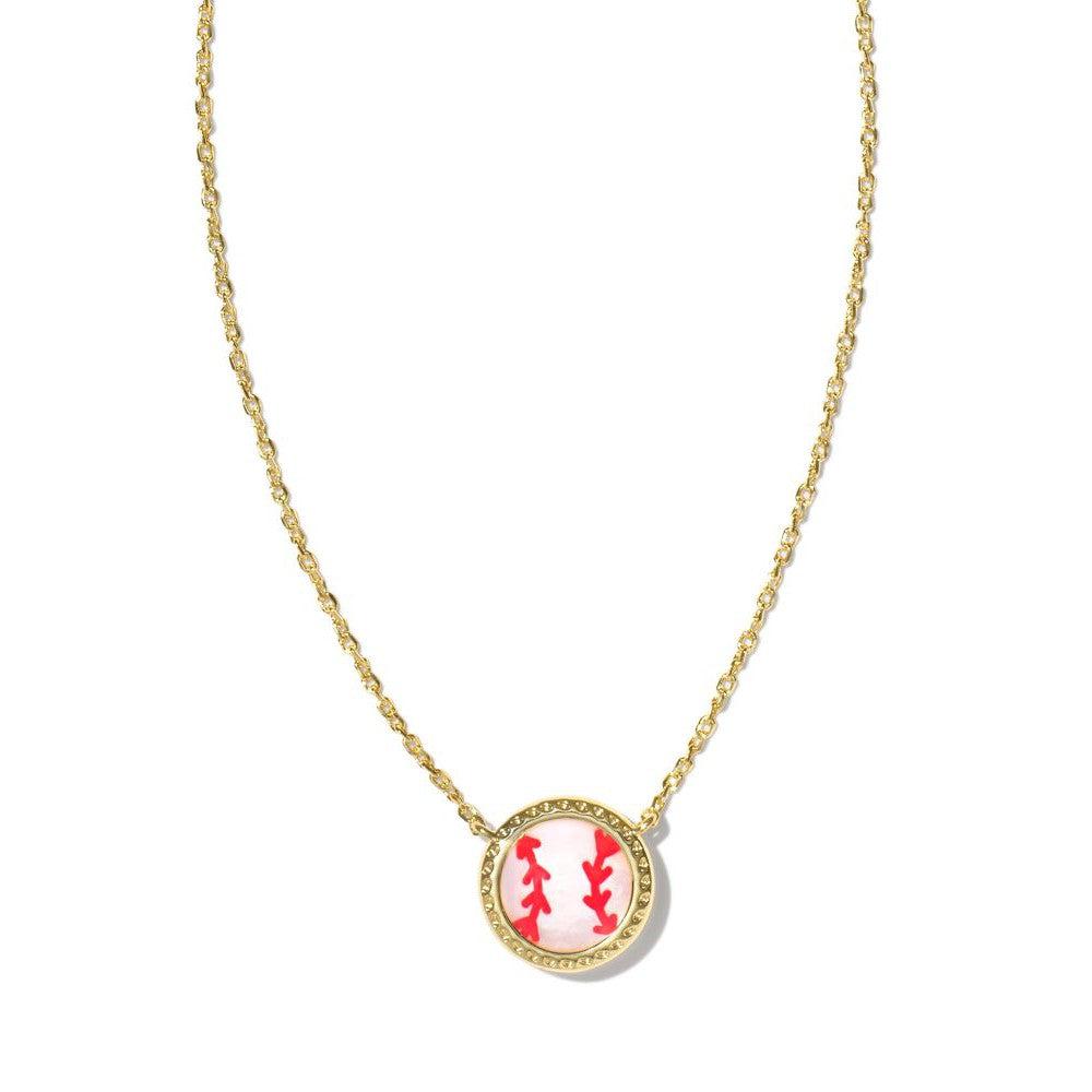 Kendra Scott Baseball Short Pendant Necklace Gold Ivory