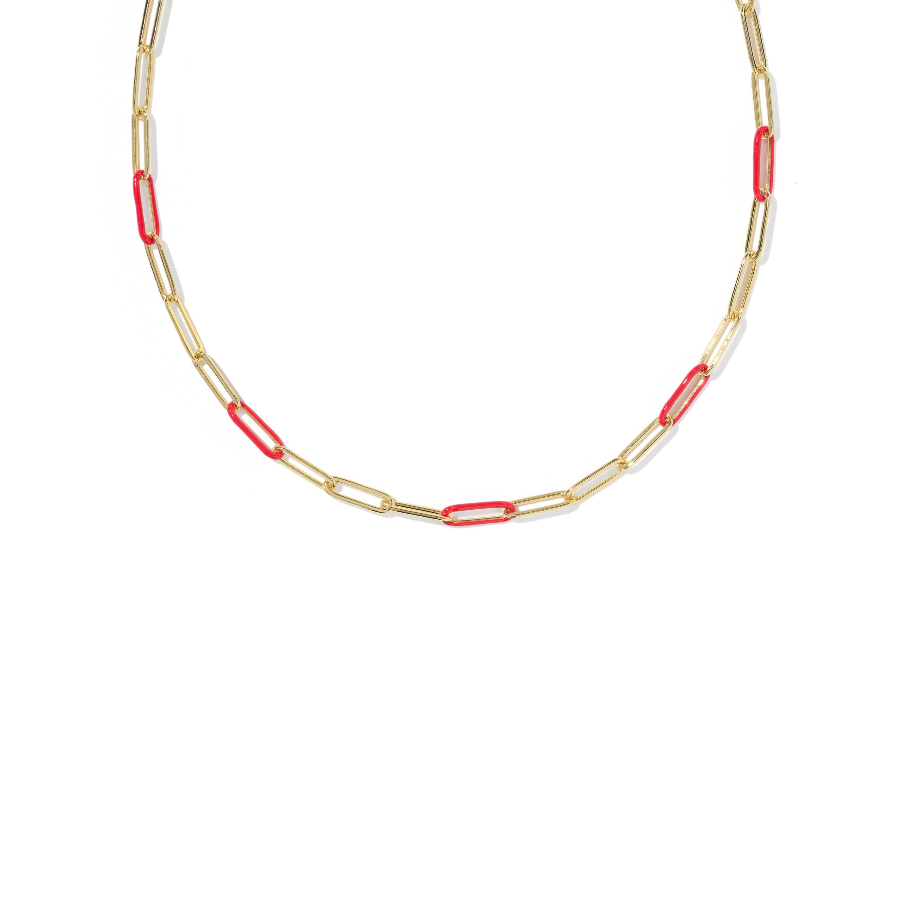 Courtney Enamel Link And Chain Necklace